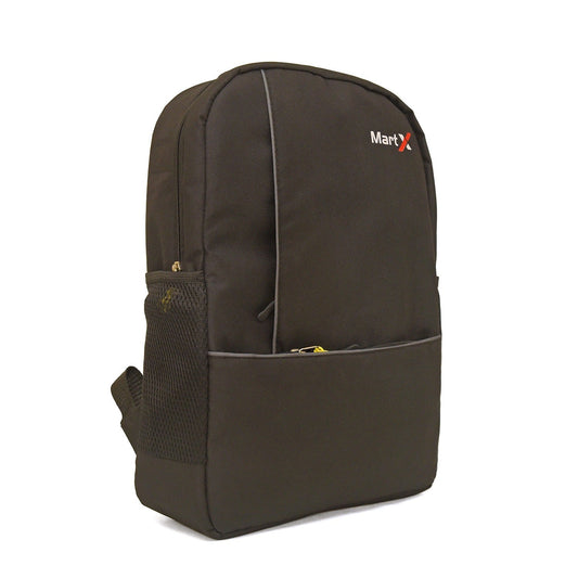 A black parachute fabric laptop bag with multiple compartments and a padded sleeve, featuring adjustable shoulder straps and the 'MartX' logo.
